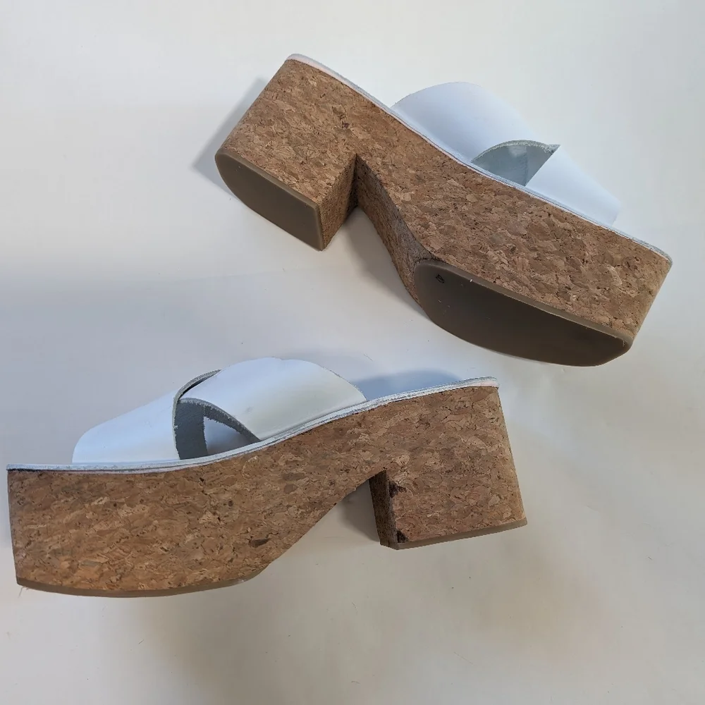 Jeffrey Campbell White and Tan Platform Sandals